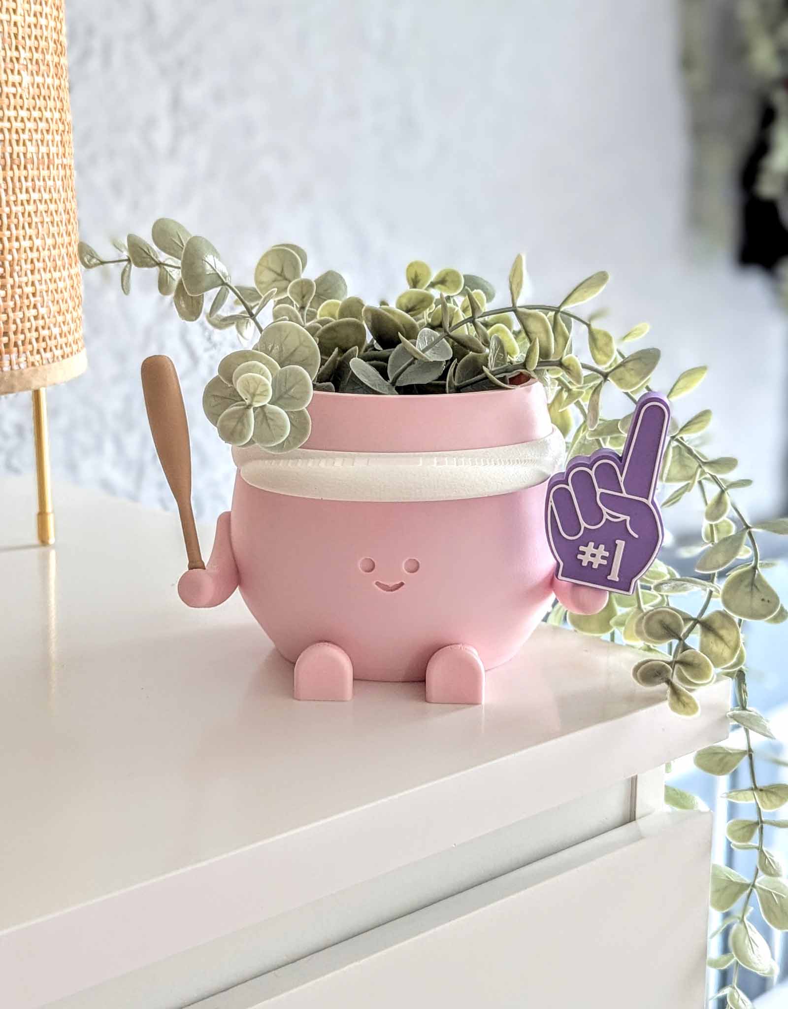 Happy baseball plant pot