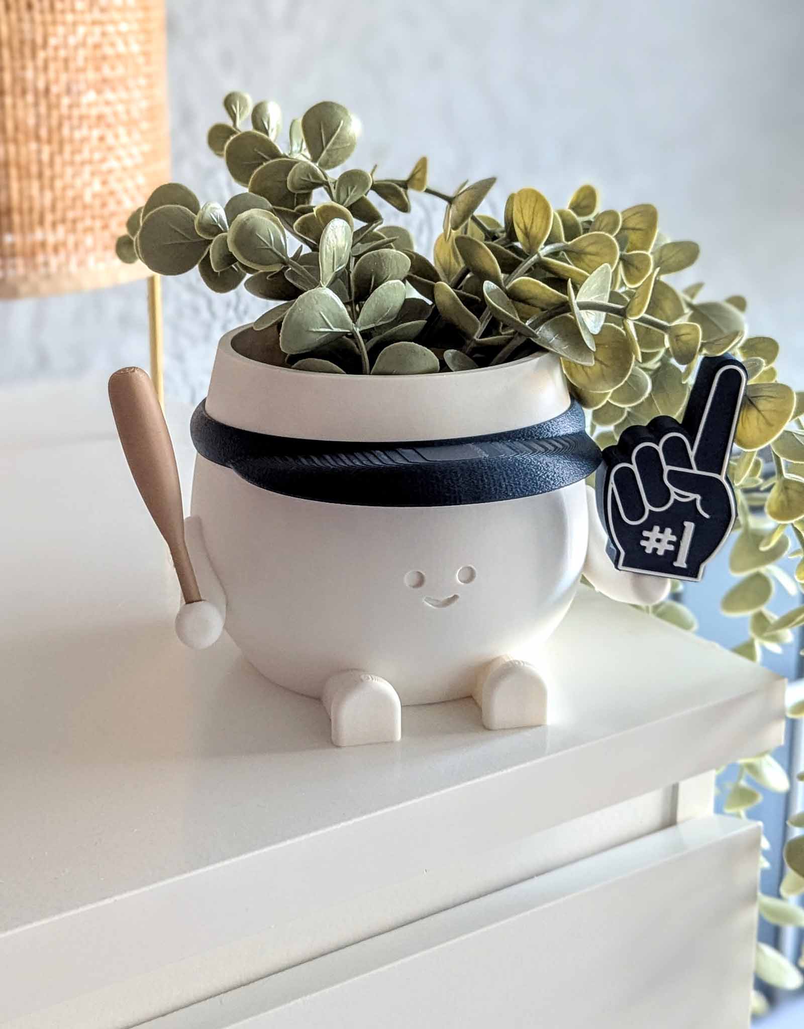 Happy baseball plant pot