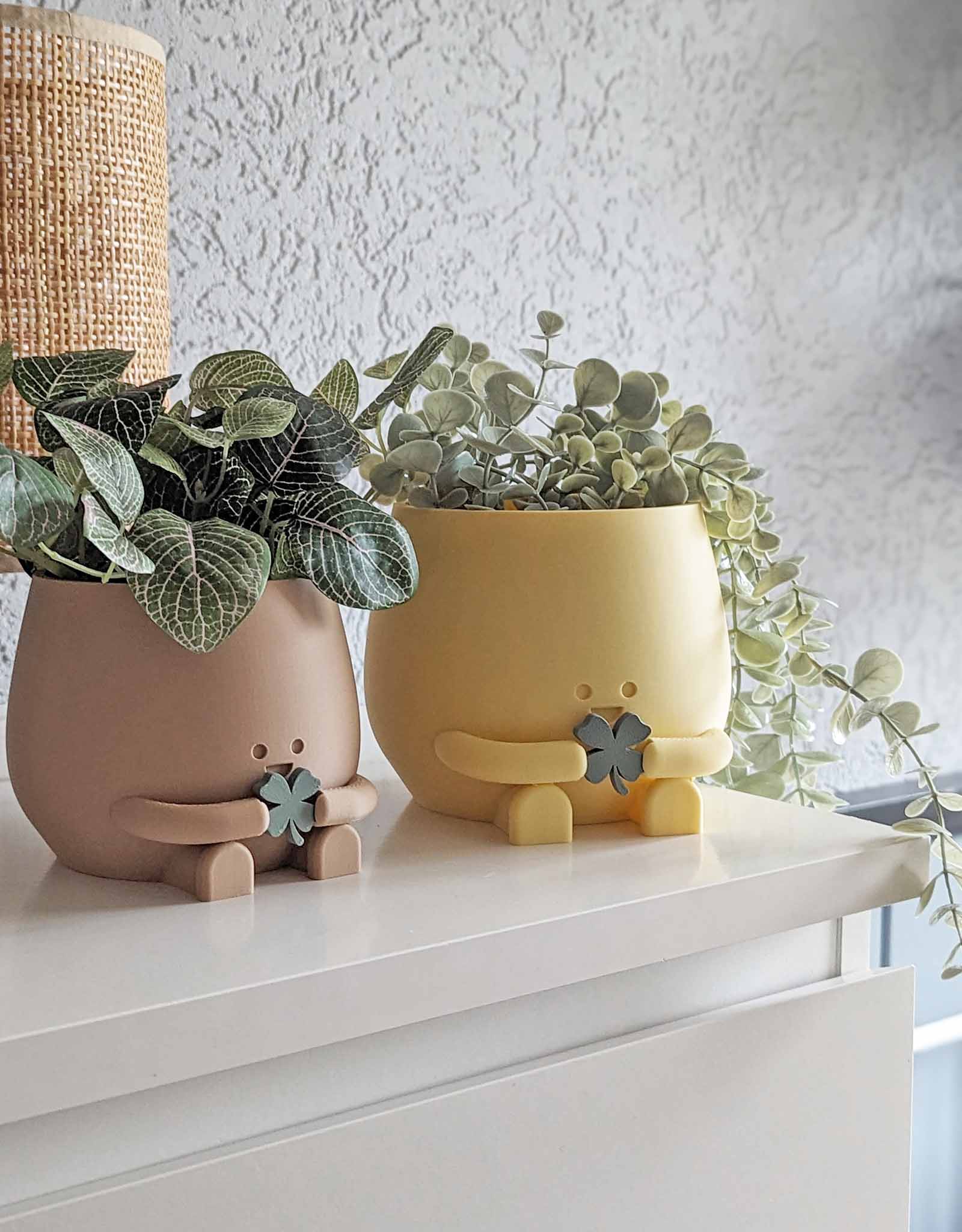 Happy plant pot lucky clover