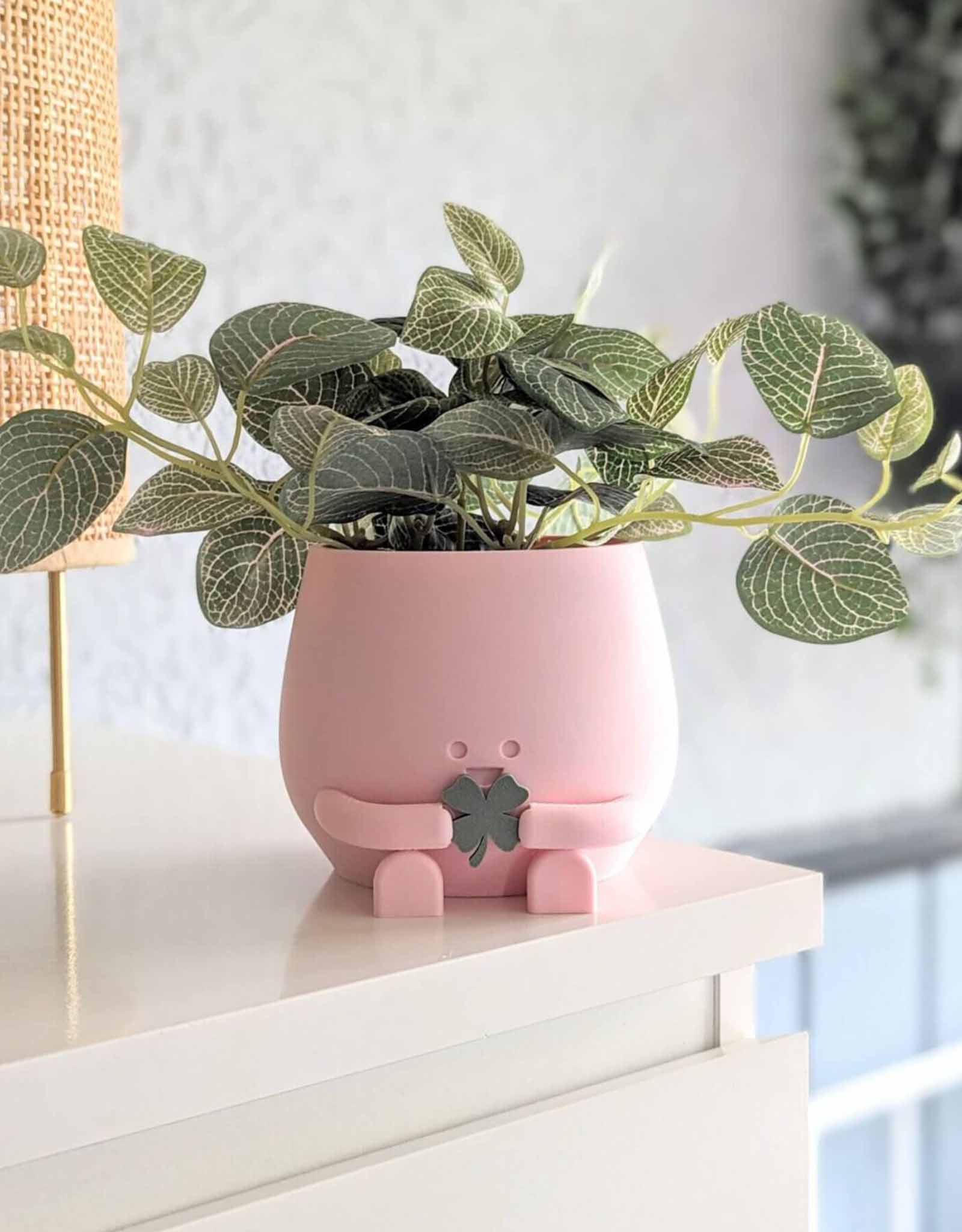 Happy plant pot lucky clover