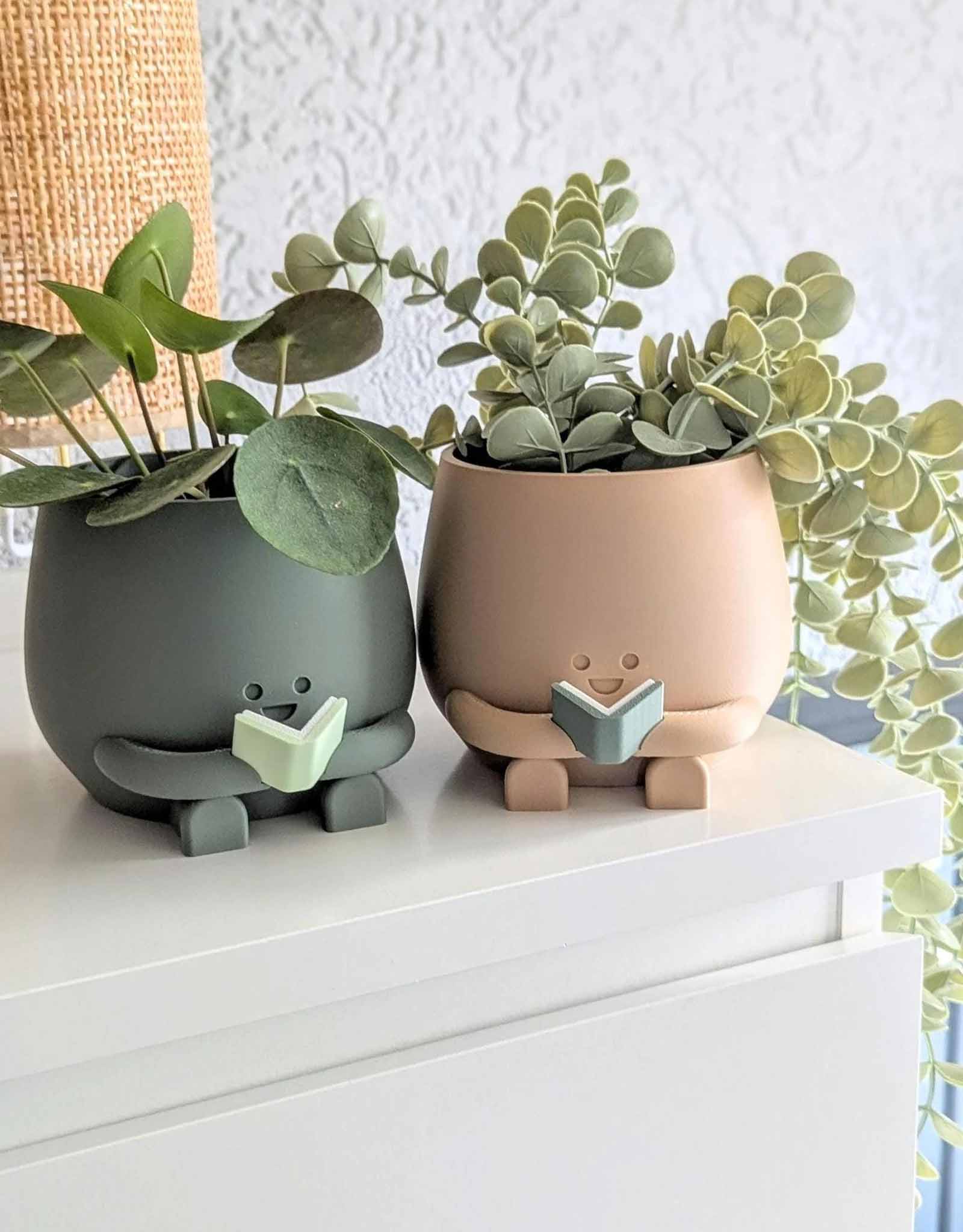 Happy reading plant pot