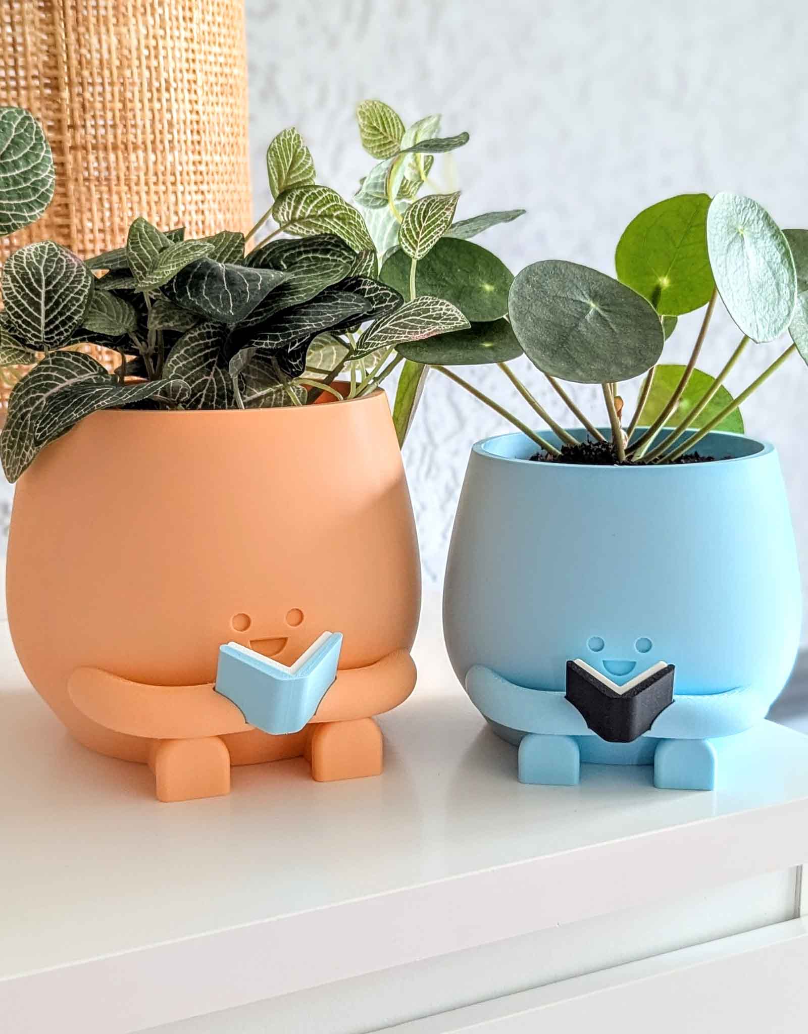 Happy reading plant pot