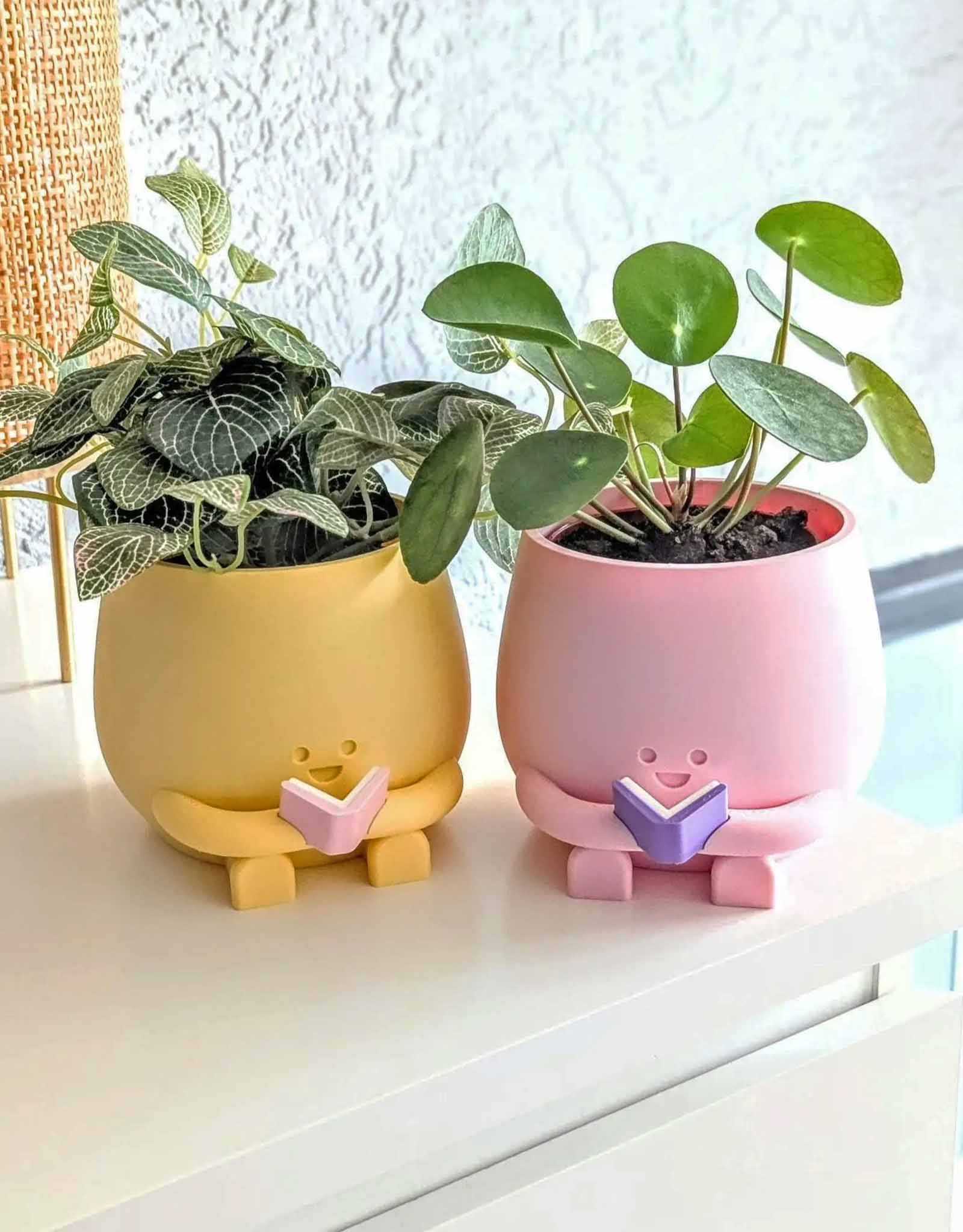 Happy reading plant pot