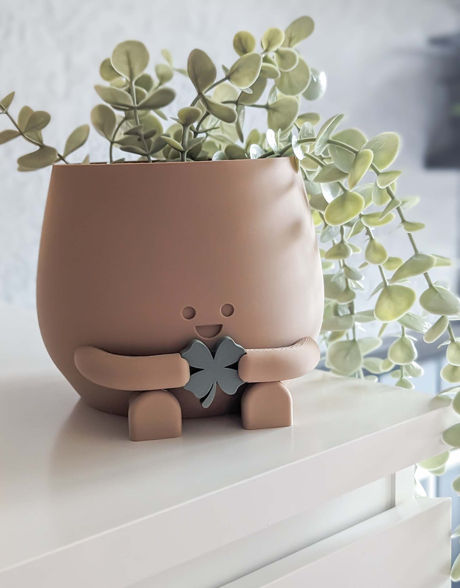 Happy plant pot lucky clover