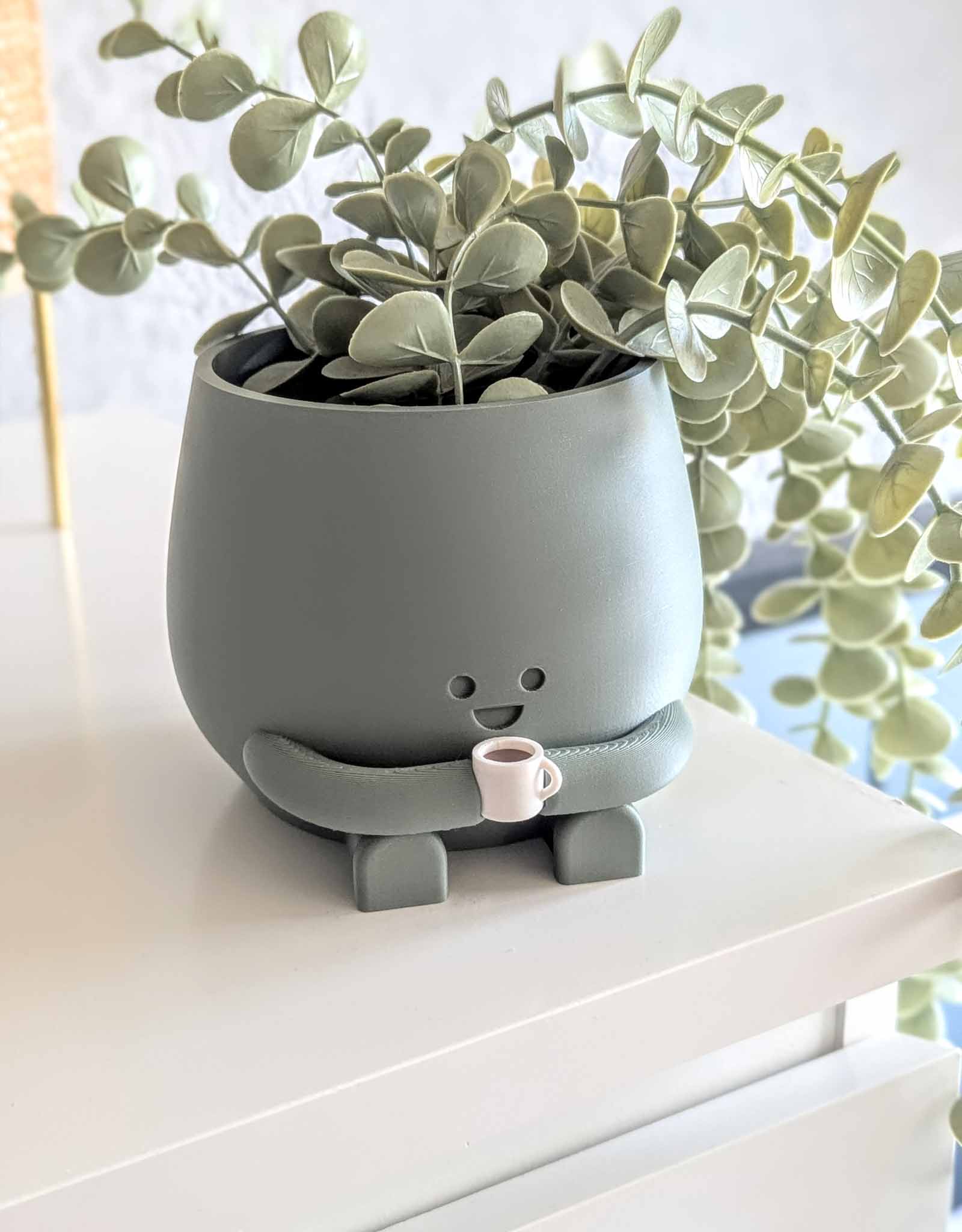 Happy coffee mug plant pot