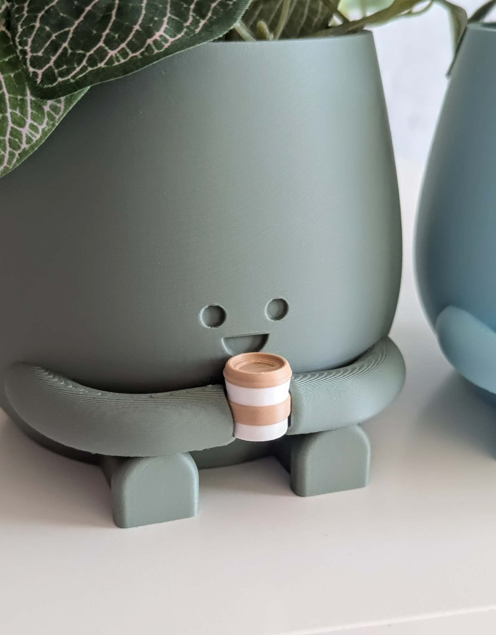 Happy coffee mug plant pot