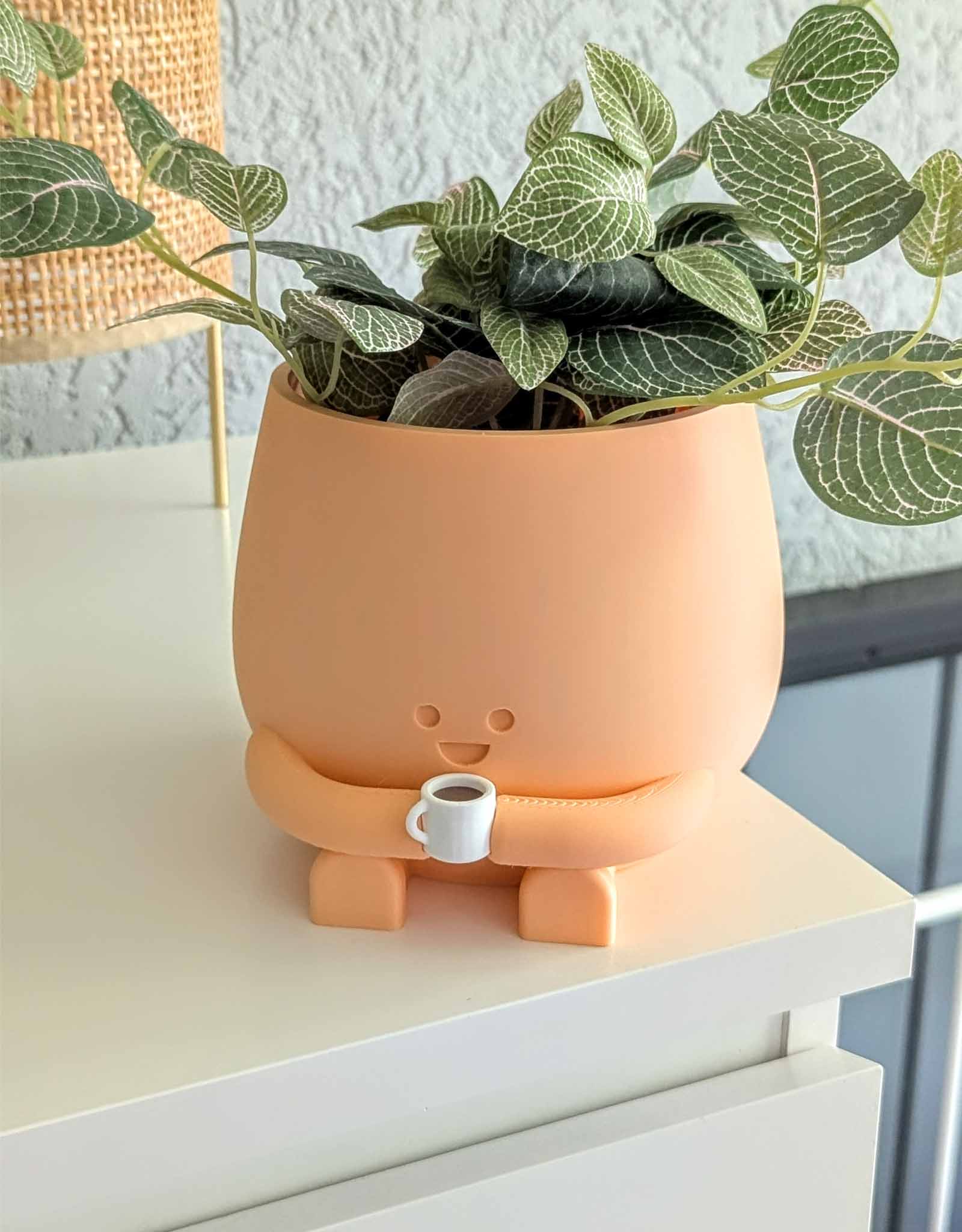 Happy coffee mug plant pot