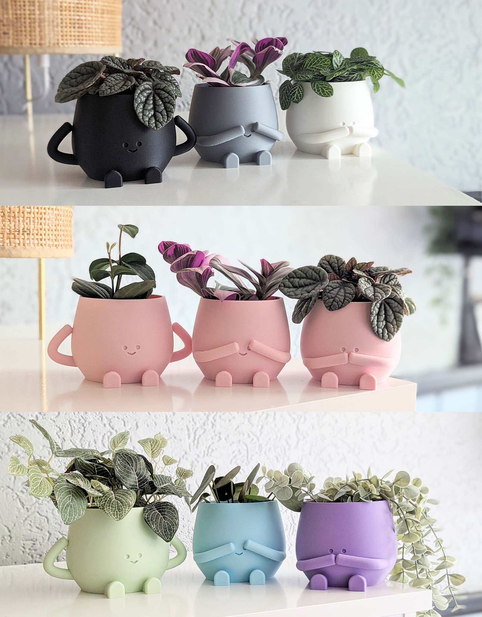 Happy hear see and be silent plant pots