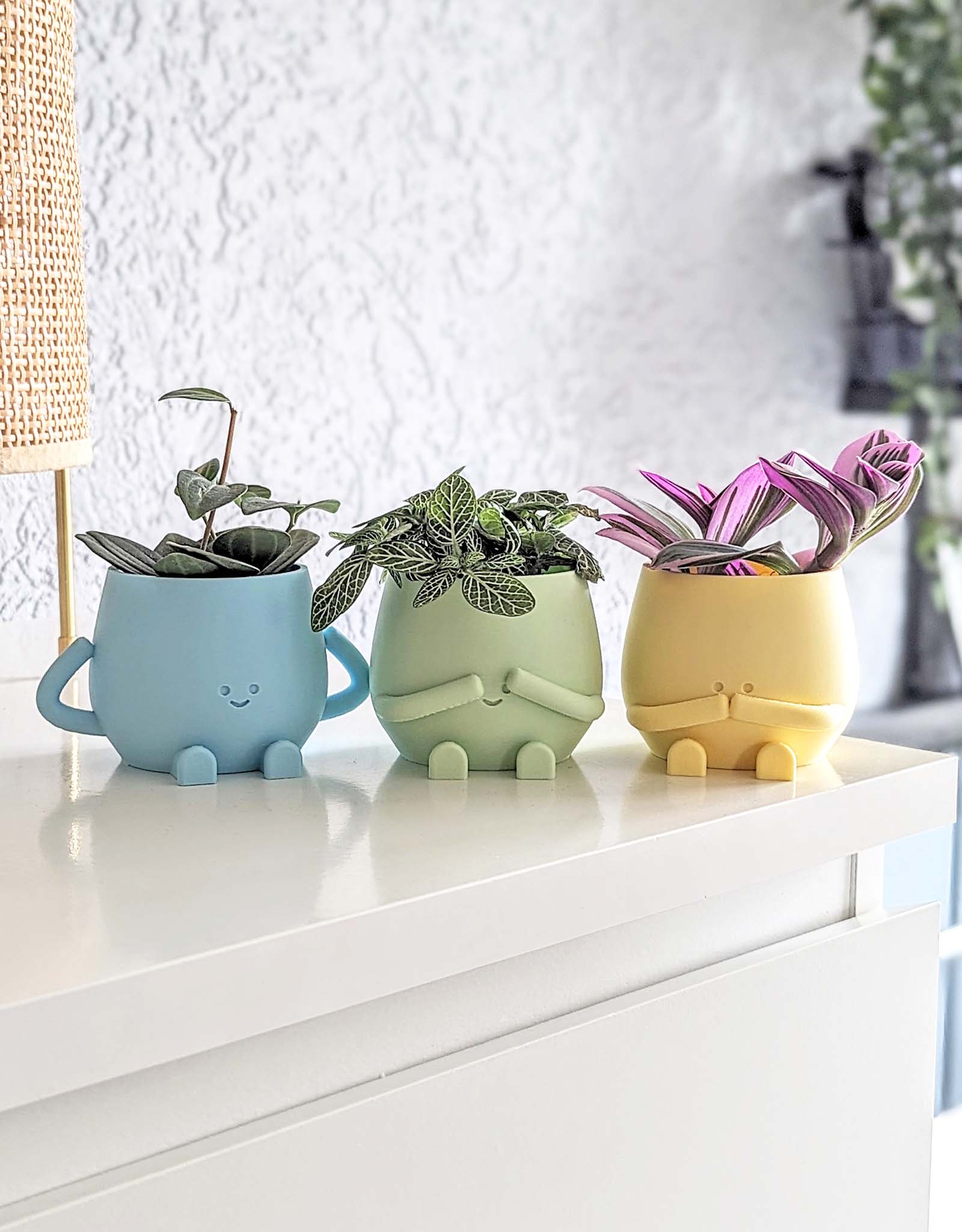 Happy hear see and be silent plant pots