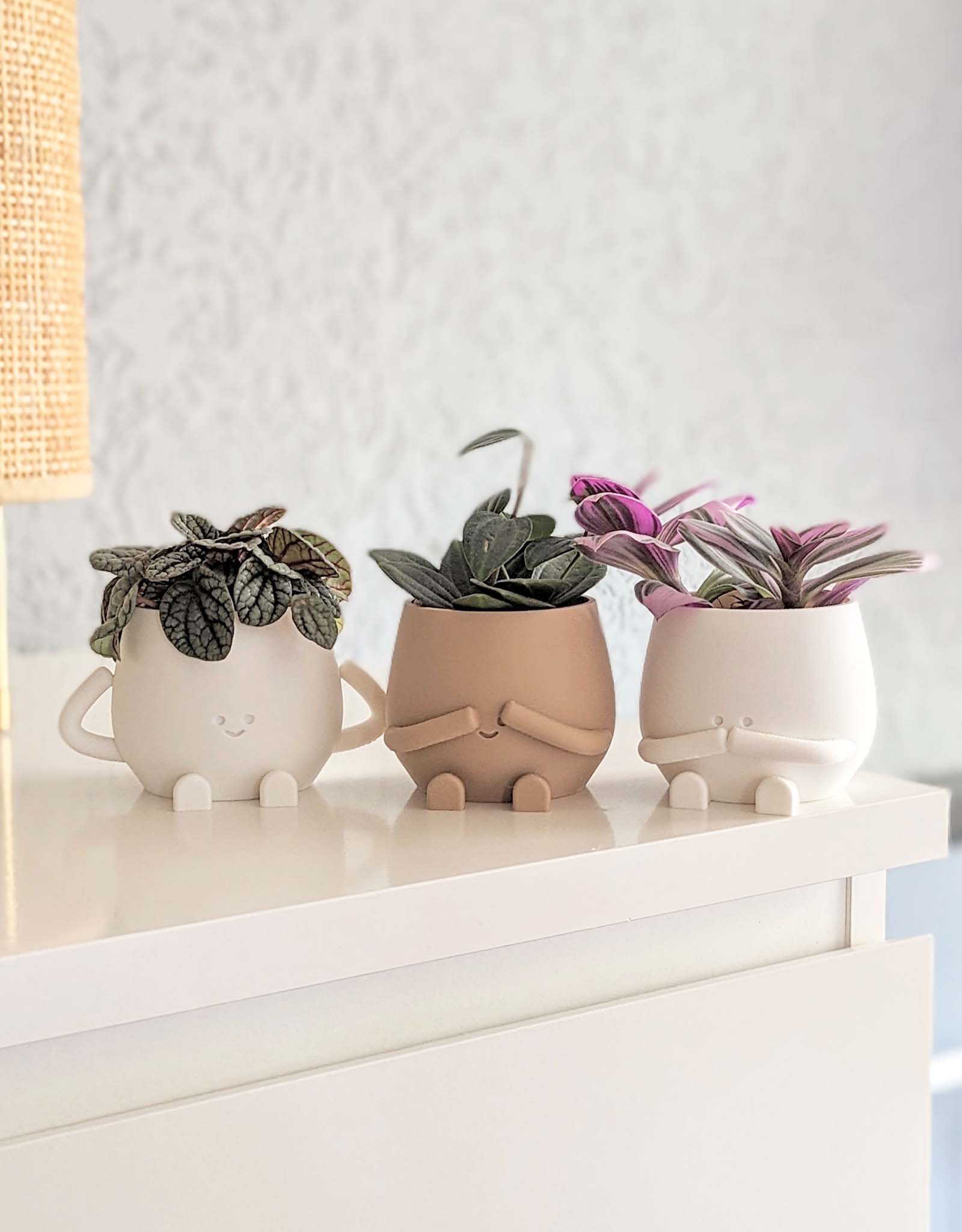 Happy hear see and be silent plant pots