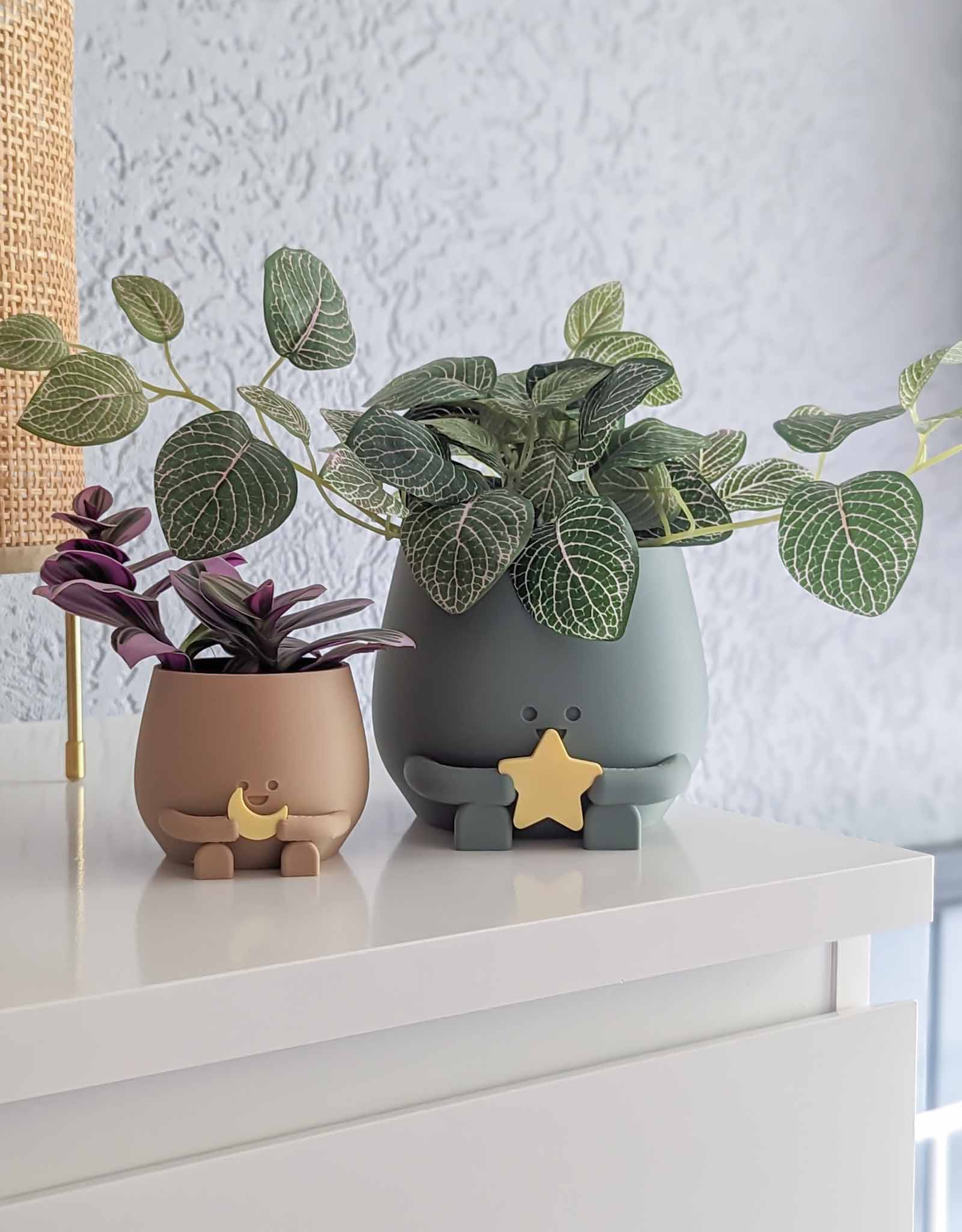 Happy plant pot cosmic star and moon