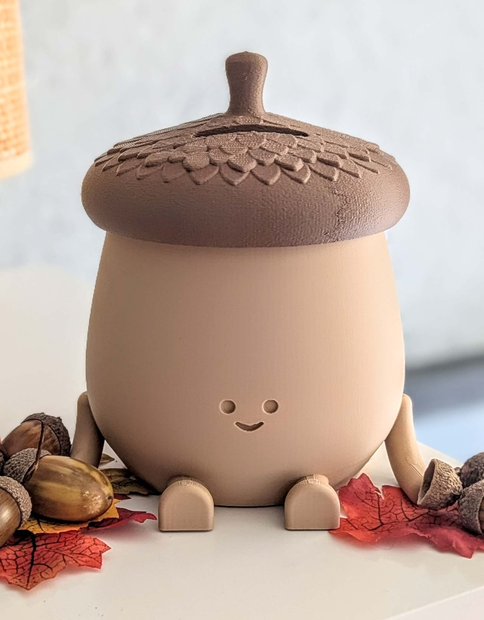 Happy acorn piggy bank