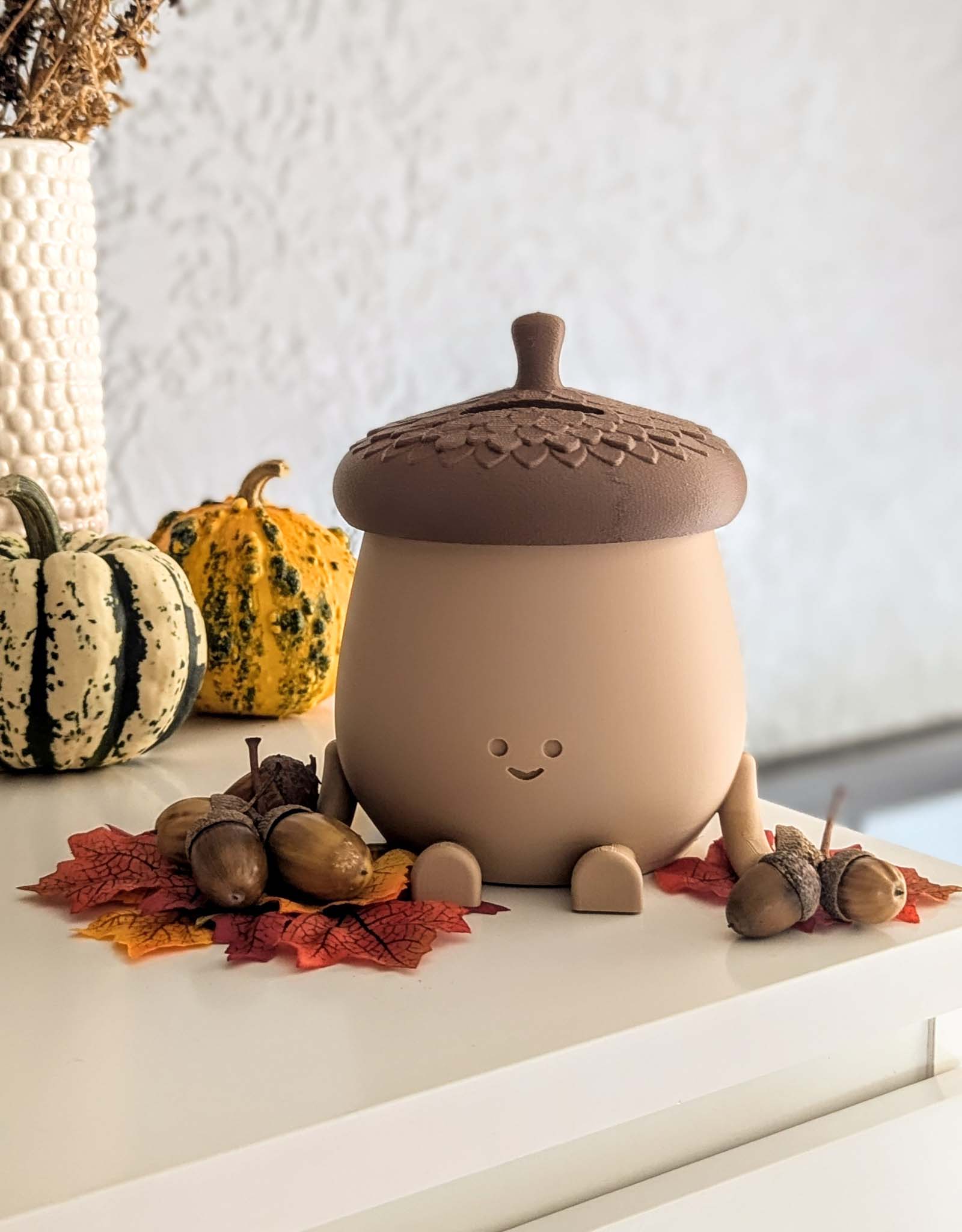 Happy acorn piggy bank