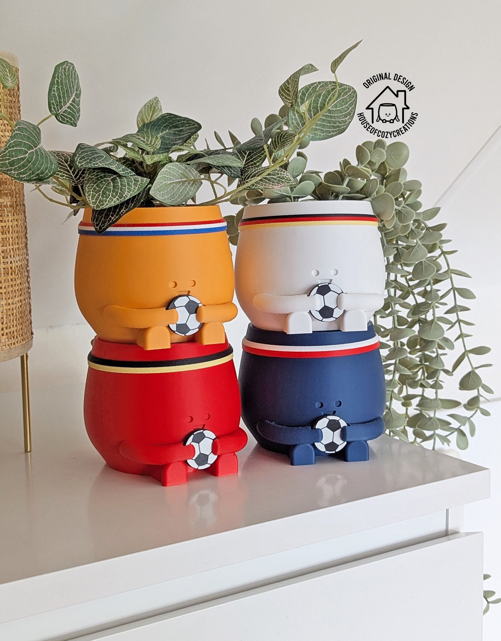 Happy football supporter plant pot