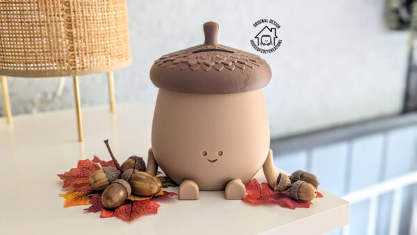 acorn piggy bank happy face