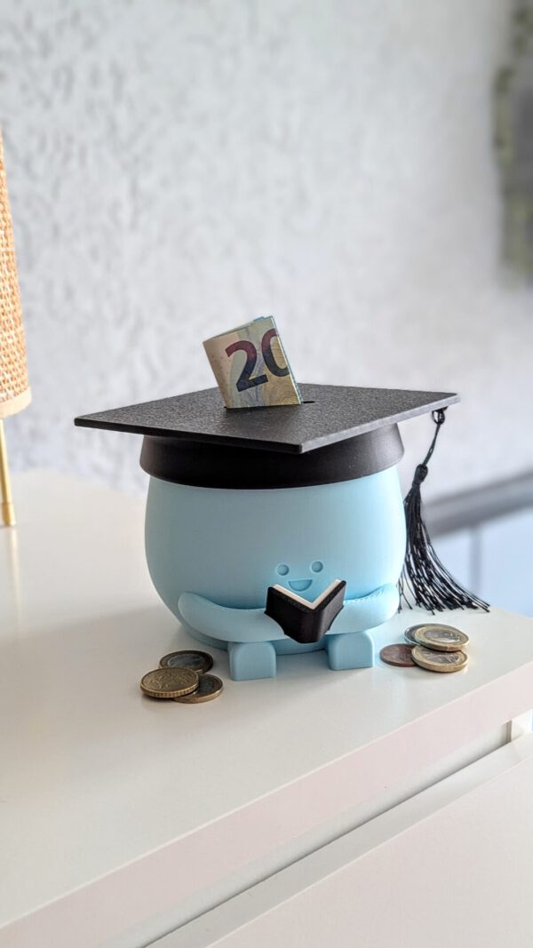 Happy face graduation piggy bank