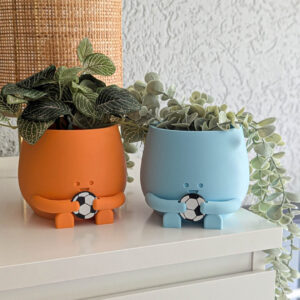 Football player gift soccer player plant pot happy face indoor planter birthday gift flower pot father's day gift fußball fußballgeschenk